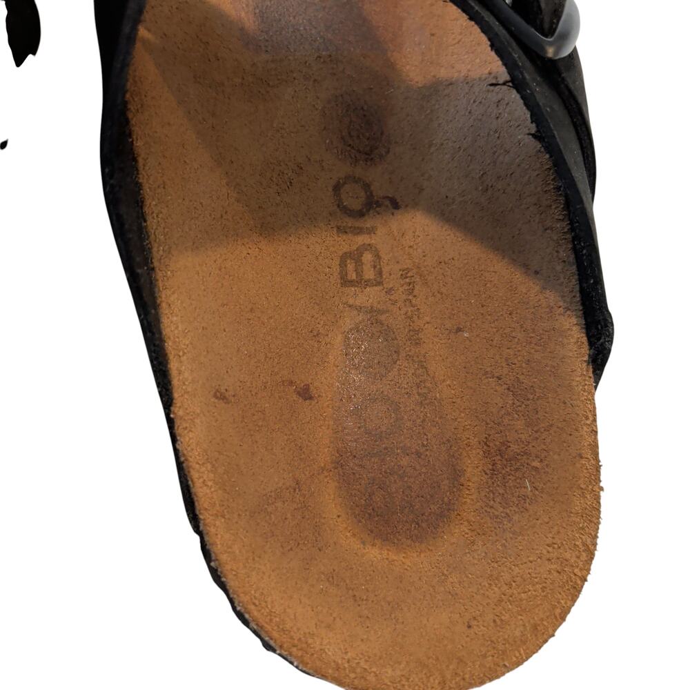 Bio Bio Women's Sz 39 (8.5) Black Leather Cork Sole Thong Sandals Comfort - Picture 4 of 8